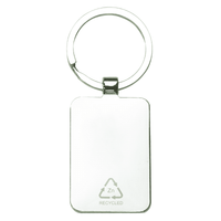 Rectangle Recycled Zinc Alloy Keyring w/ Bamboo