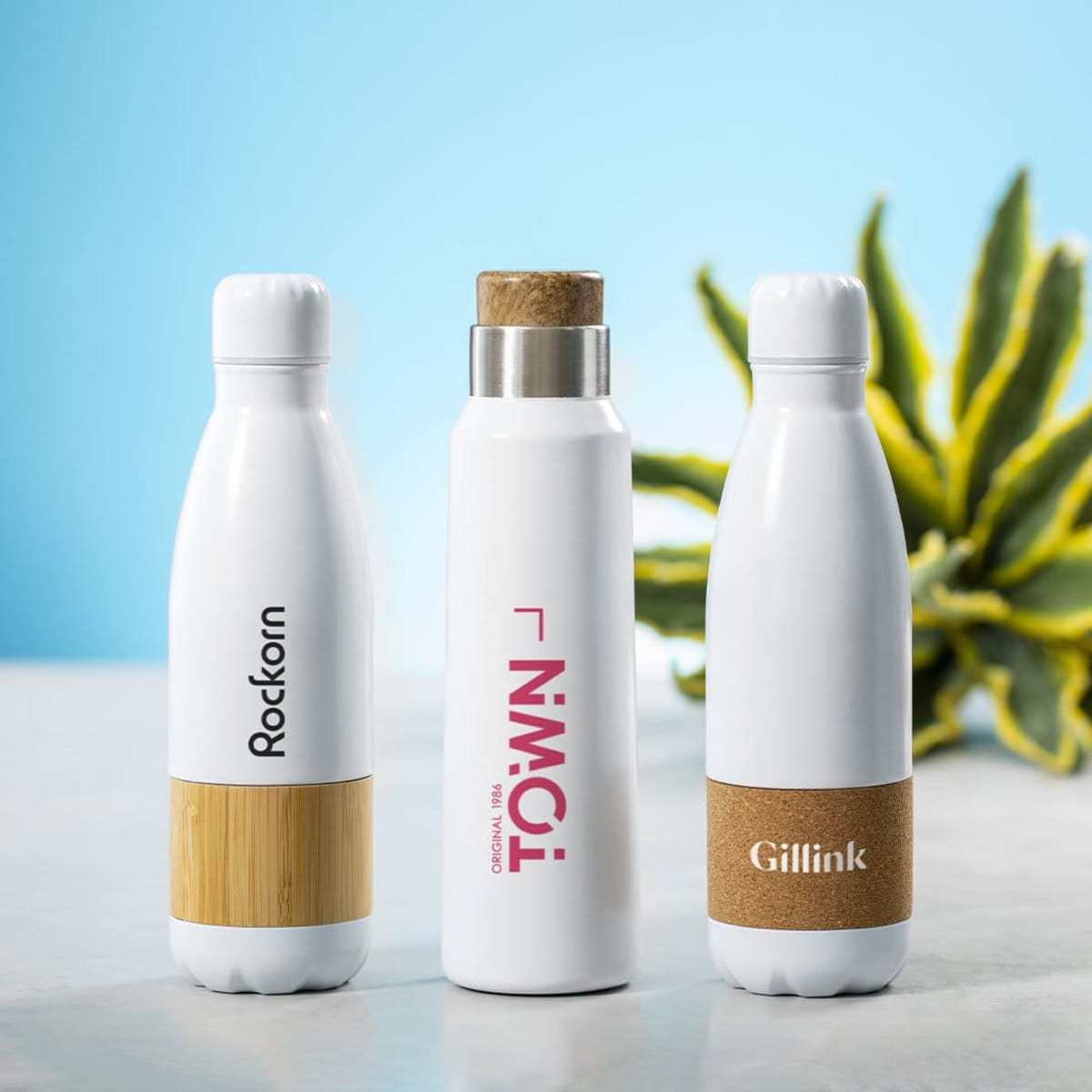 Drink Bottle stainless steel and bamboo band 750ml