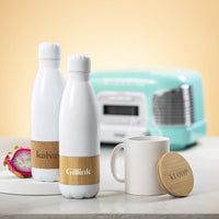 Drink Bottle stainless steel and bamboo band 750ml