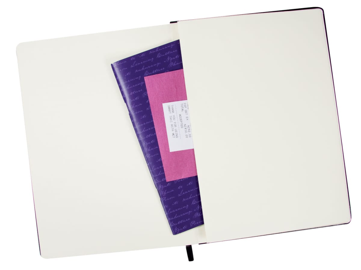 Notebook A5 size 192 creamed lined pages and expandable pocket  with elastic enclosure BEST VALUE NOTEBOOK