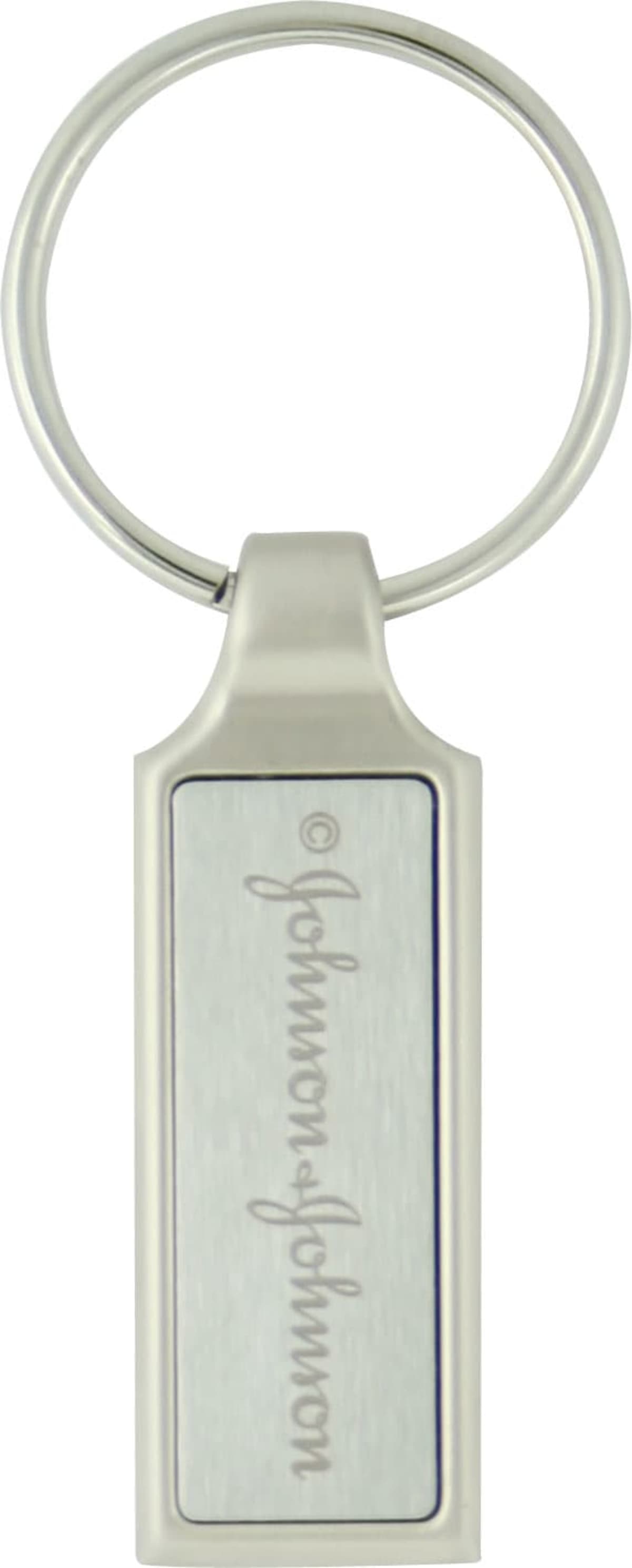 Metal key ring - rectangular with satin inlay