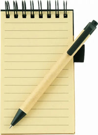Note book - Pocket size A6 made from recycled paper and matching pen ECO FRIENDLY