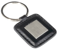 Keyring Square Metal Leather Look