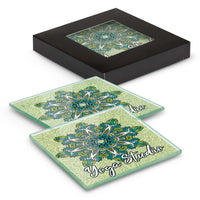 Venice Glass Coaster Set of 2 Square - Full Colour