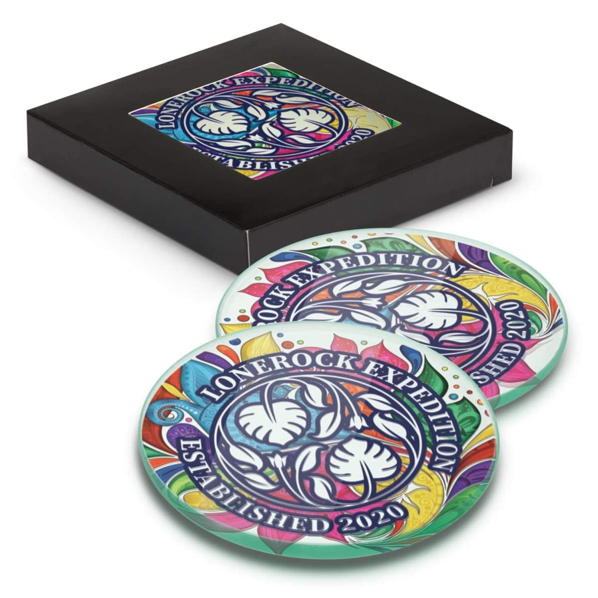 Venice Glass Coaster Set of 2 Round - Full Colour