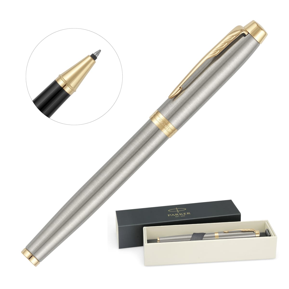 Metal Pen Rollerball Parker IM - Brushed Stainless GT