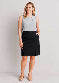 Siena Womens Front Pleat Detail Straight Skirt