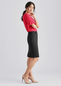 Womens Comfort Wool Stretch Multi-Pleat Skirt
