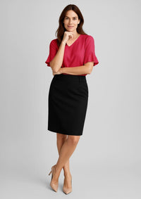 Womens Comfort Wool Stretch Multi-Pleat Skirt