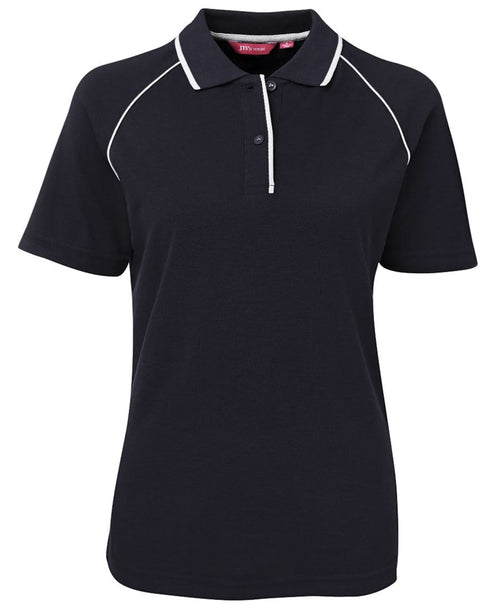 JB's LADIES RAGLAN POLO NAVY/WHITE -