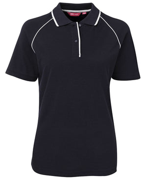 JB's LADIES RAGLAN POLO NAVY/WHITE -