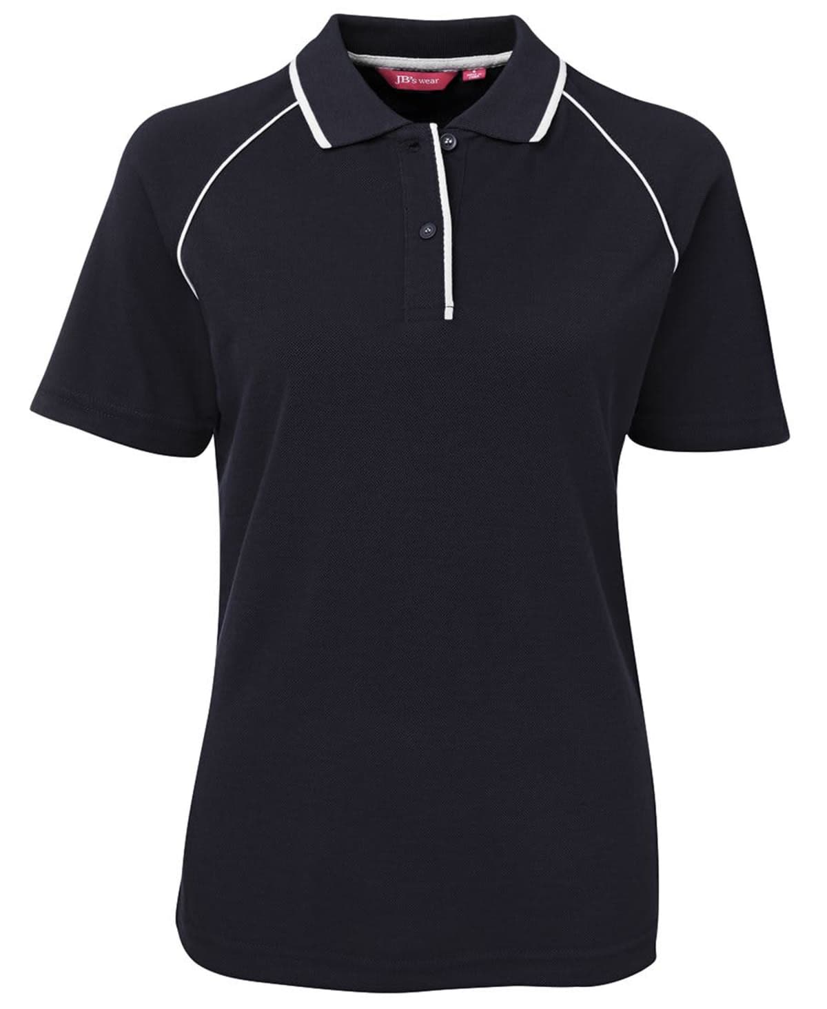JB's LADIES RAGLAN POLO NAVY/WHITE -