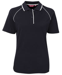 JB's LADIES RAGLAN POLO NAVY/WHITE -