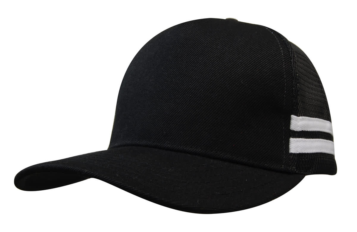 American Premium Twill/Mesh Deep Fit Trucker Cap with Stripes