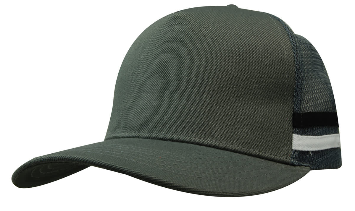 American Premium Twill/Mesh Deep Fit Trucker Cap with Stripes