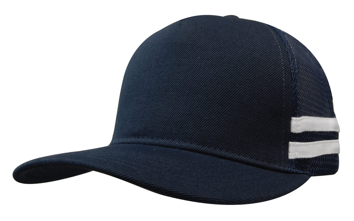 American Premium Twill/Mesh Deep Fit Trucker Cap with Stripes