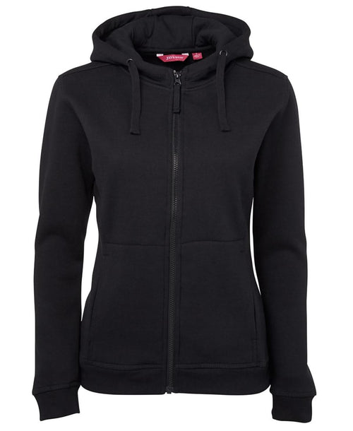 JB's LADIES FULL ZIP FLEECY HOODIE BLACK -