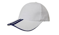 Brushed Heavy Cotton Cap with Two Striped Peak and Sandwich