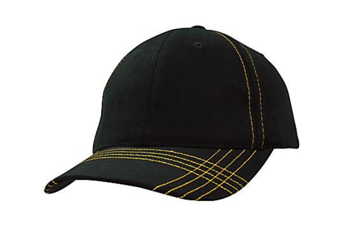 Brushed Heavy Cotton Cap with Contrasting Stitching & Cross Stitched Peak