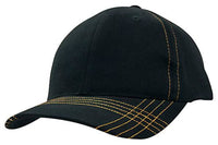 Brushed Heavy Cotton Cap with Contrasting Stitching & Cross Stitched Peak