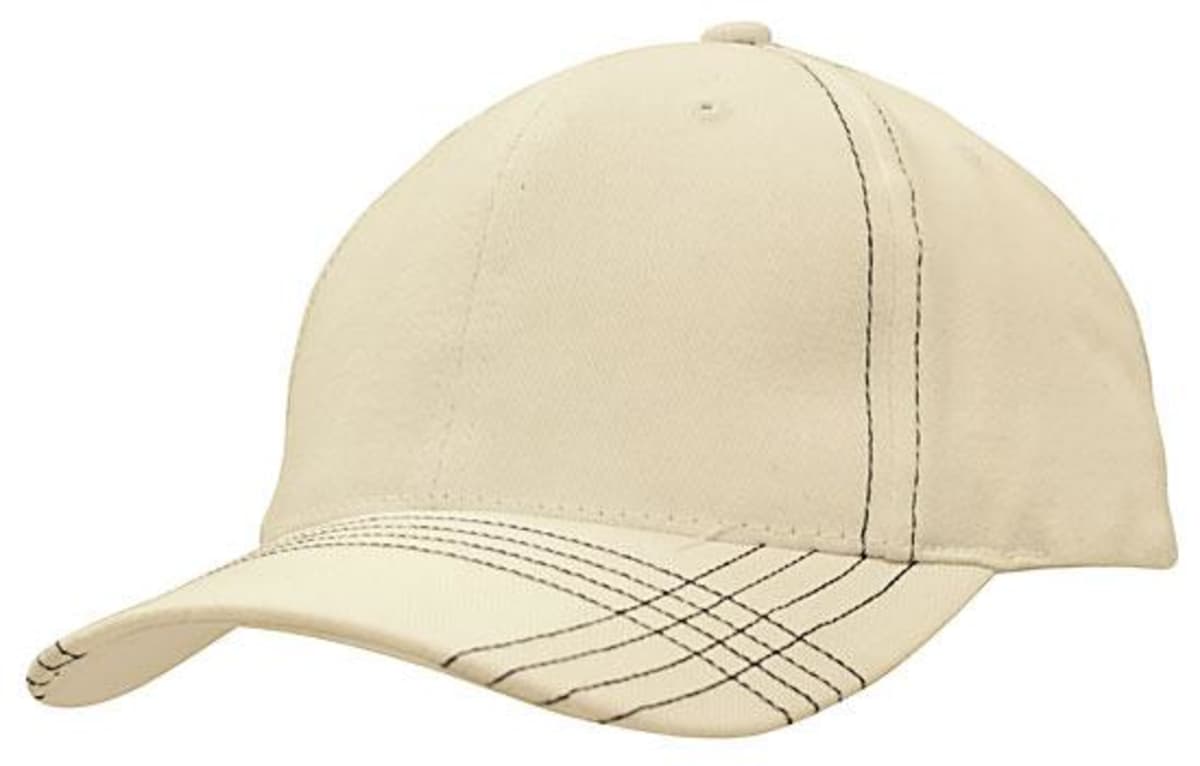 Brushed Heavy Cotton Cap with Contrasting Stitching & Cross Stitched Peak