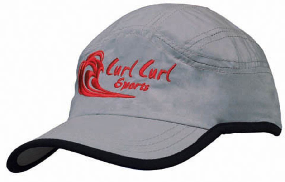 Microfibre Sports Cap with Trim on Edge of Crown & Peak