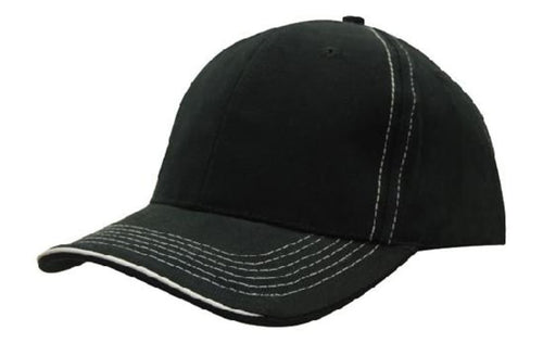 Brushed Heavy Cotton Cap with Contrasting Stitching and Open Lip Sandwich