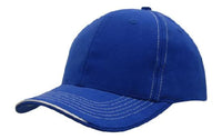 Brushed Heavy Cotton Cap with Contrasting Stitching and Open Lip Sandwich