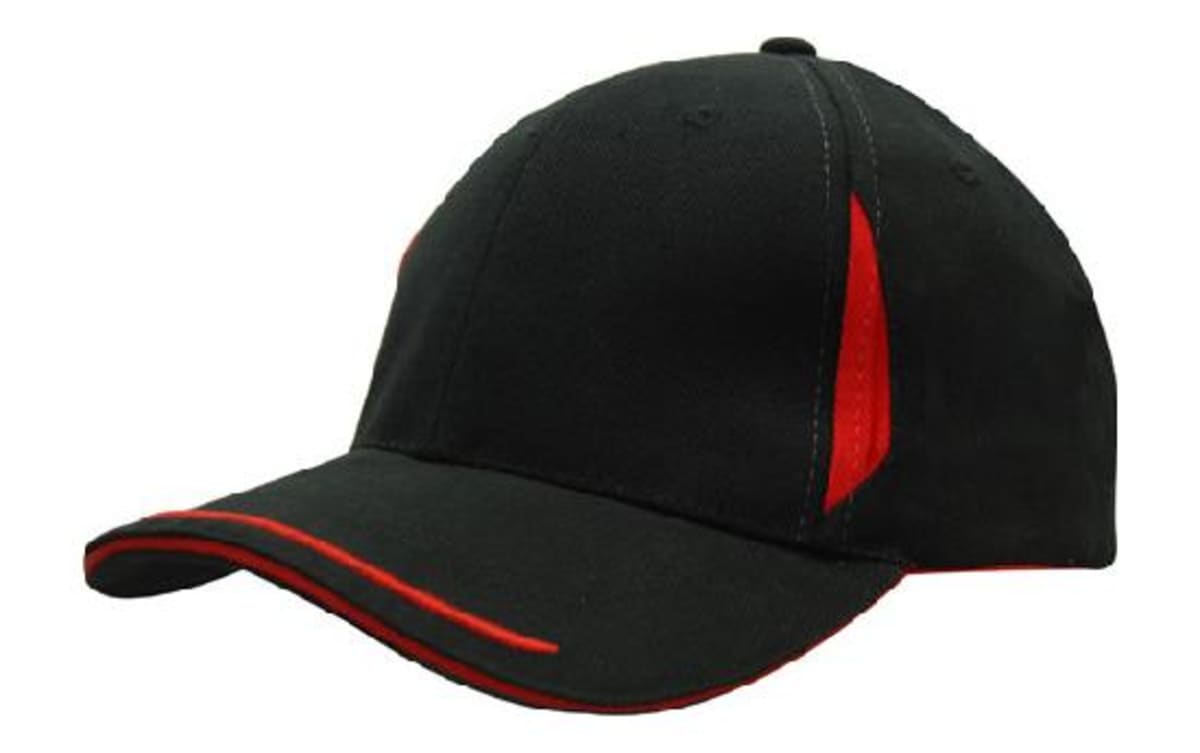 Brushed Heavy Cotton Cap with Crown Inserts, Peak Trim & Sandwich