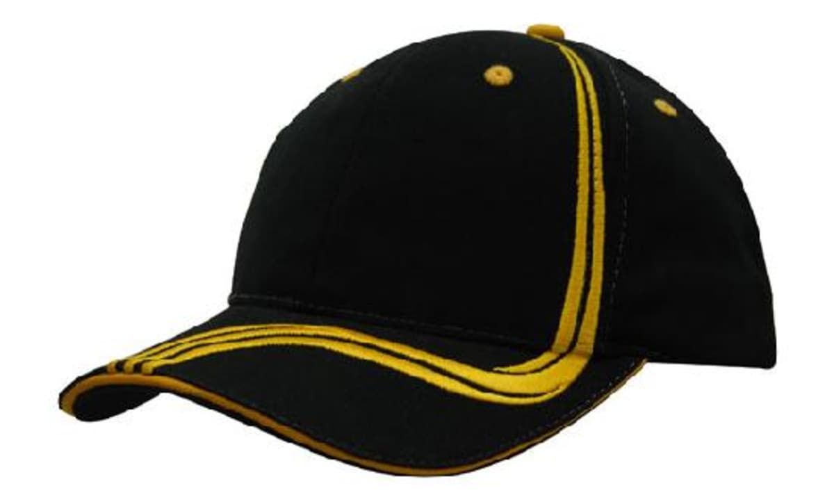 Brushed Heavy Cotton Cap with Waving Stripes on Crown & Peak