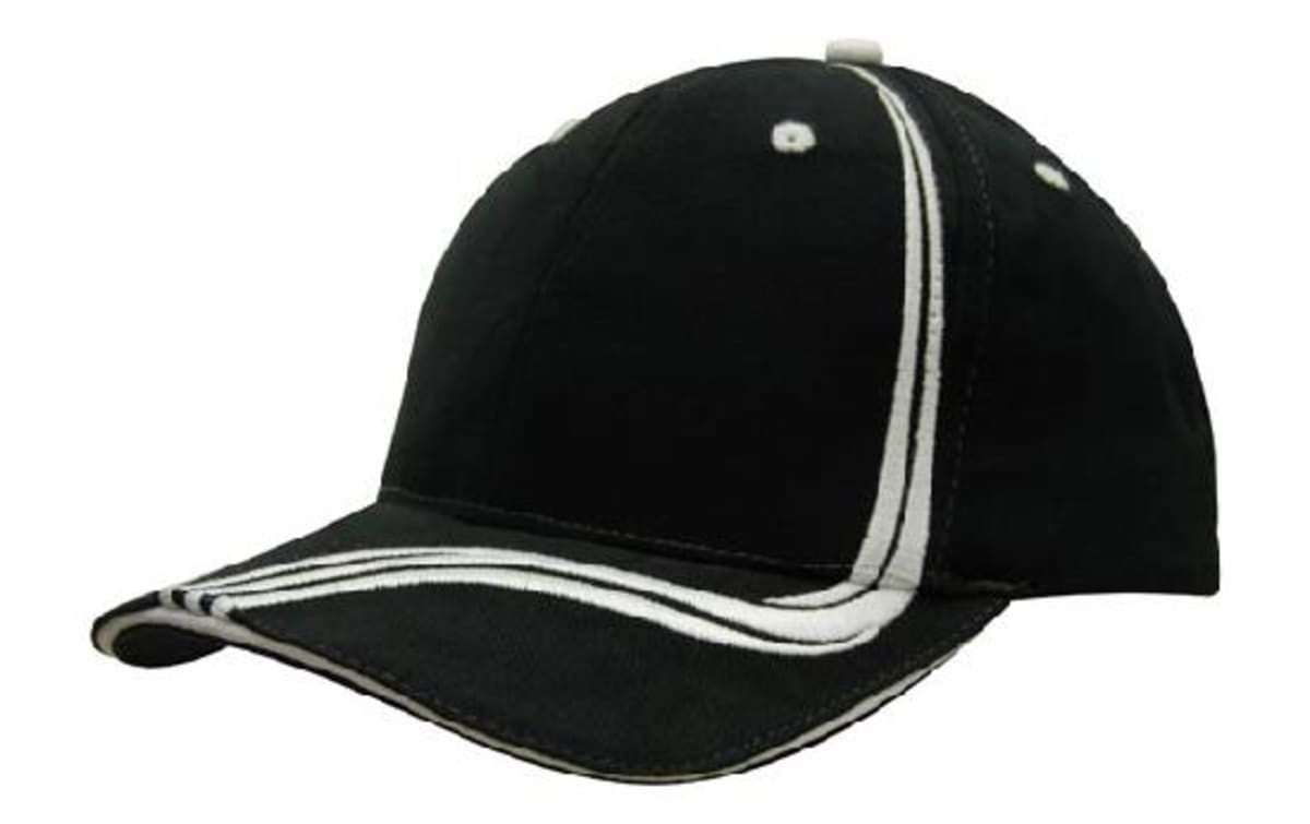 Brushed Heavy Cotton Cap with Waving Stripes on Crown & Peak