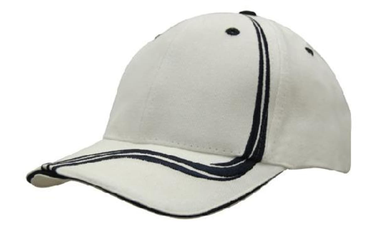 Brushed Heavy Cotton Cap with Waving Stripes on Crown & Peak