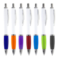 Nash Ballpoint Pen w/ White Barrel & Coloured Grip