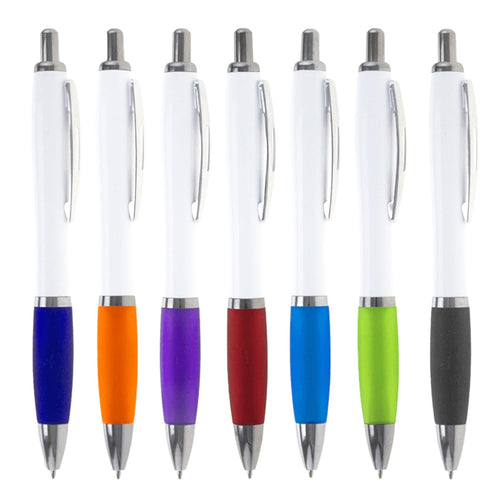 Nash Ballpoint Pen w/ White Barrel & Coloured Grip