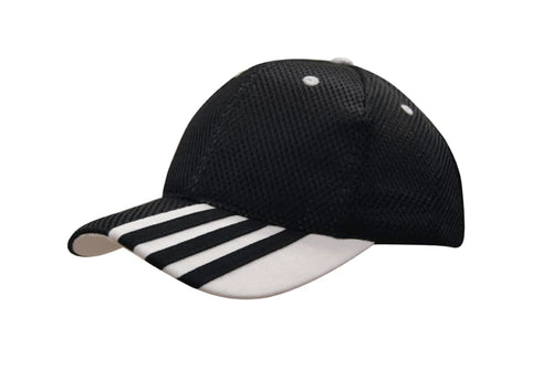 Sandwich Mesh Cap with Striping on Peak