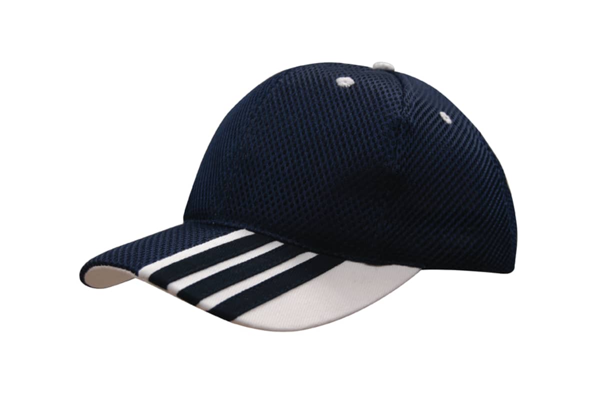 Sandwich Mesh Cap with Striping on Peak