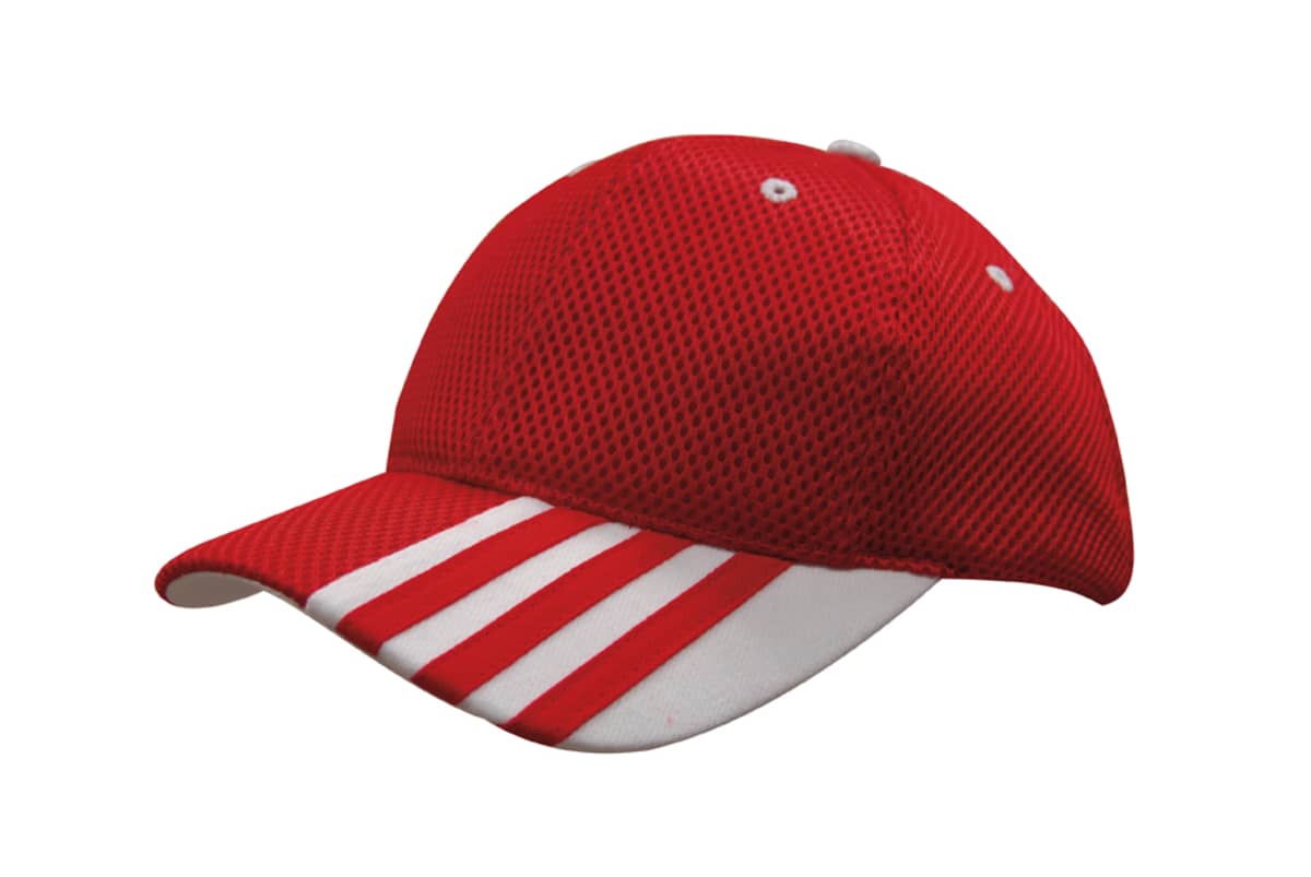 Sandwich Mesh Cap with Striping on Peak