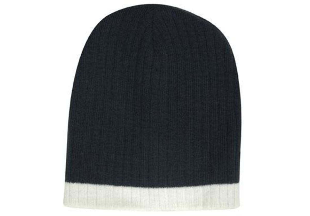 Two Tone Cable Knit Beanie - Toque