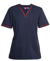 JB's Contrast Ladies Scrubs Top Navy/