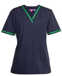 JB's Contrast Ladies Scrubs Top Navy/
