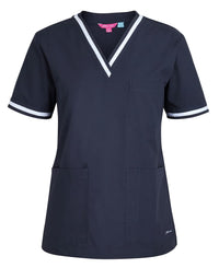 JB's Contrast Ladies Scrubs Top Navy/