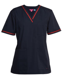 JB's Contrast Ladies Scrubs Top Navy/