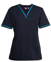 JB's Contrast Ladies Scrubs Top Navy/