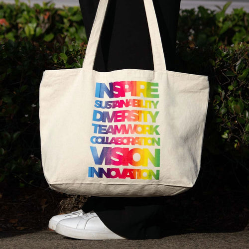 Zippered Cotton Canvas Shopper Tote