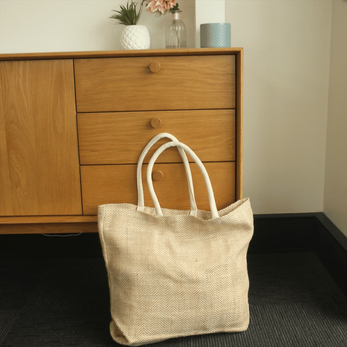 Herringbone Jute Tote