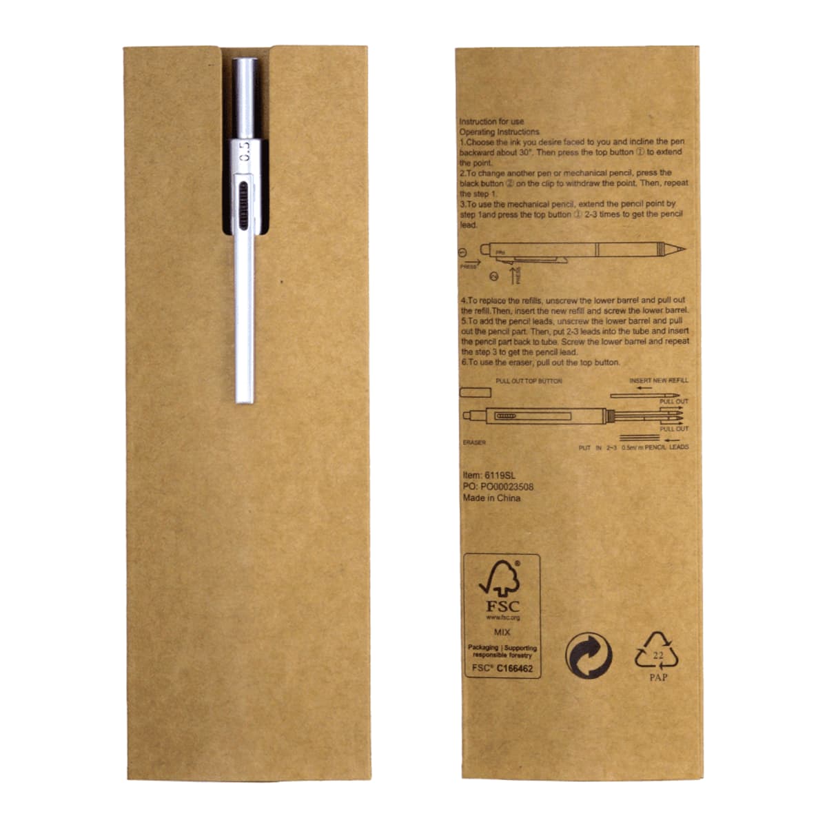 Tine 4-in-1 Gravity Recycled Stainless Steel Pen