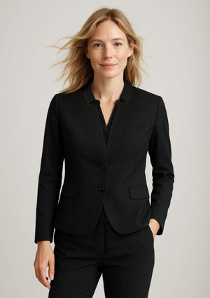 Womens Comfort Wool Stretch Short Jacket with Reverse Lapel