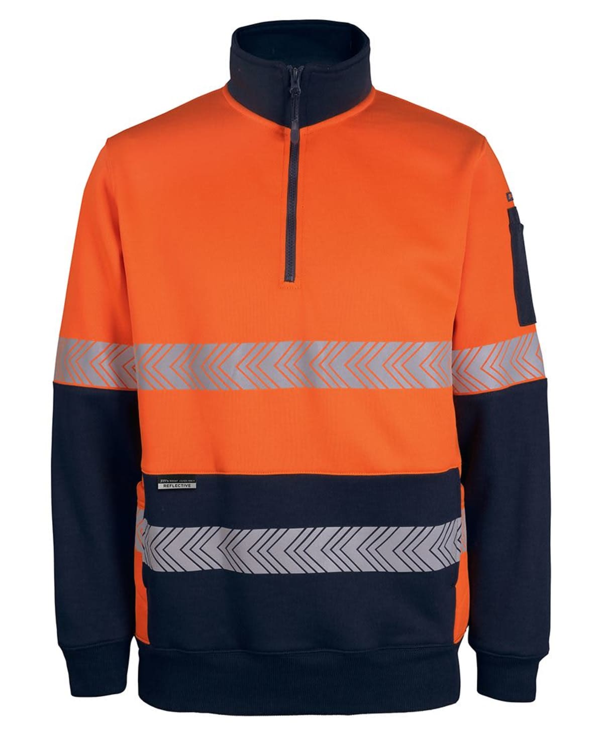 JB's HV 330G 1/2 ZIP SEGMENTED TAPE FLEECE ORANGE/NAVY-