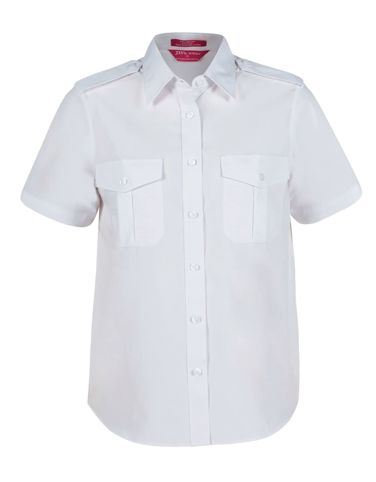 JB's Ladies S/S Epaulette Shirt White