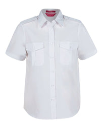 JB's Ladies S/S Epaulette Shirt White